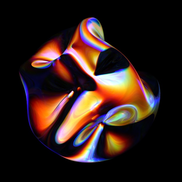 3d rendered abstract shape with detailed reflection and dispersion