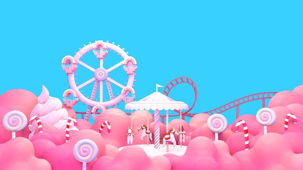 3d rendered cartoon amusement park
