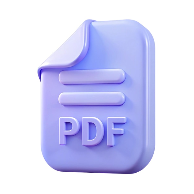 3d rendered pdf file icon purple and white