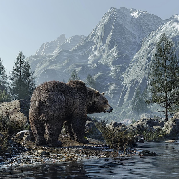3d rendered photo of View of wild bear