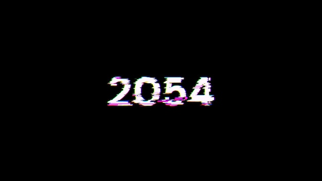 3d rendering 2054 text with screen effects of technological glitches