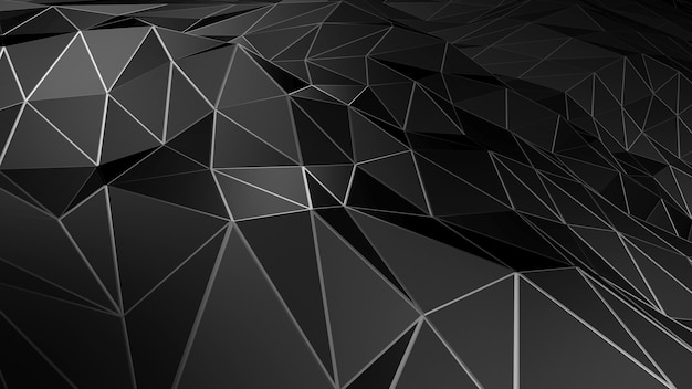 3D rendering abstract polygonal space low poly with connecting surface
