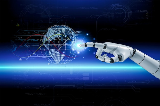 3D rendering Artificial intelligenceAI research of robot and cyborg development for futuredigital smart world metaverse concept