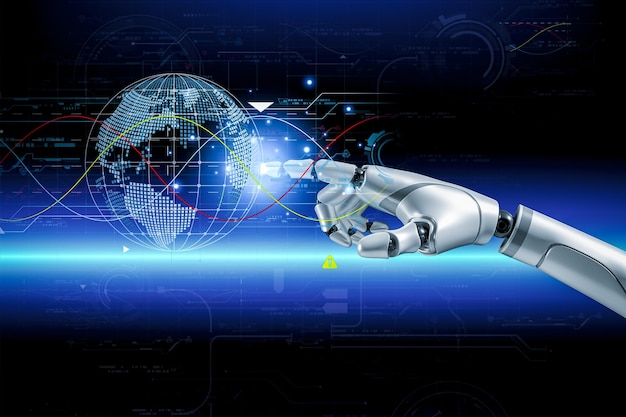 3D rendering Artificial intelligenceAI research of robot and cyborg development for futuredigital smart world metaverse concept