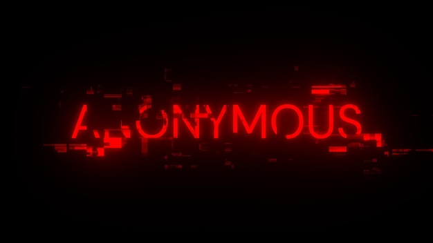 3D-rendering av anonym tekst med skjermeffekter av teknologiske feil
