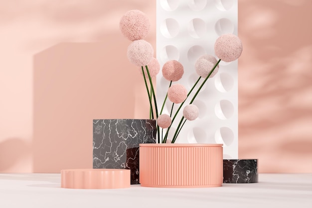 3D-rendering bildeillustrasjon av tom plasspodiumdisplay for produkt mockups naturlig bakgrunn