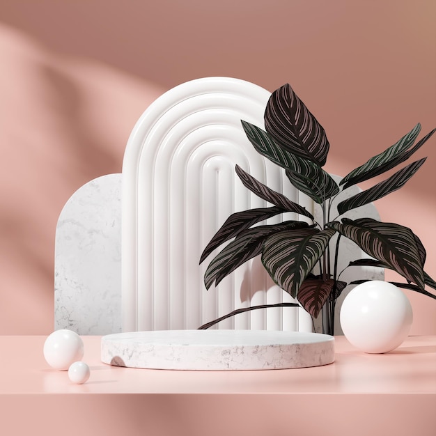 3D-rendering bildeillustrasjon av tom plasspodiumdisplay for produkt mockups naturlig bakgrunn