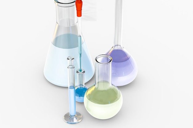 3d rendering Chemical vessels in the laboratory