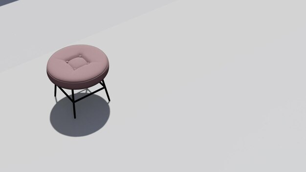 3d rendering cream round footstool with a rectangular depression in the middle