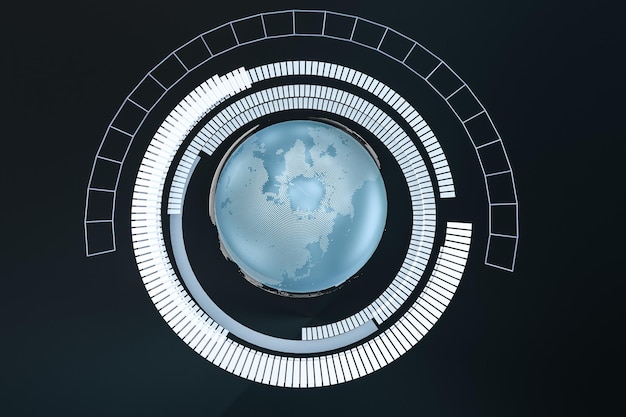 3d rendering data and earth graphics with hud elements