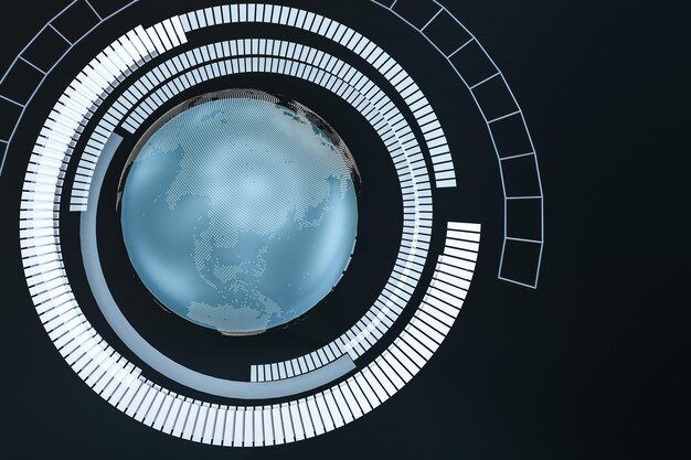 3d rendering data and earth graphics with hud elements