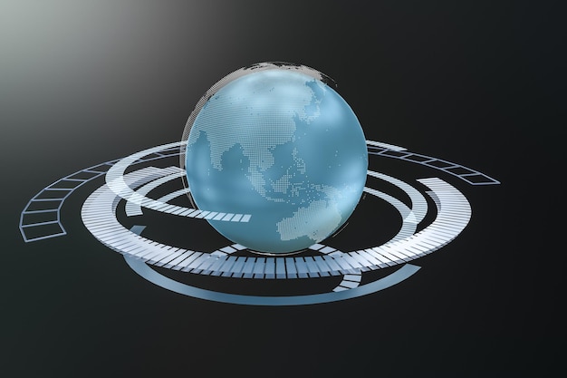 3d rendering data and earth graphics with hud elements