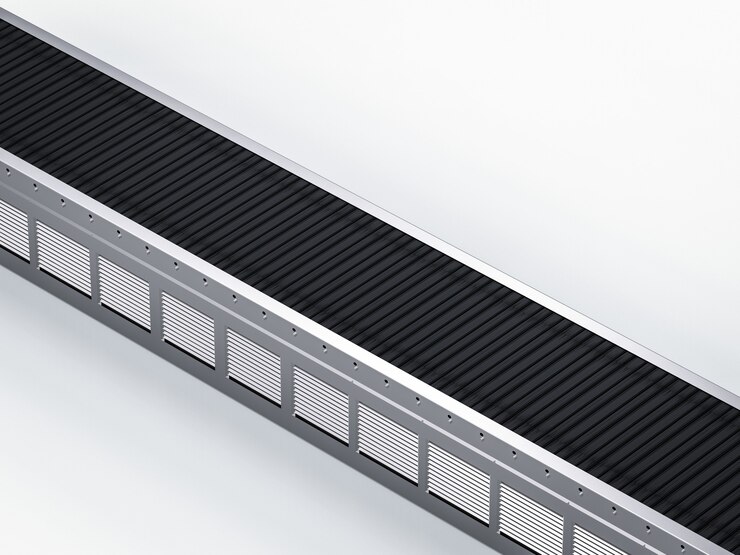 Foto 3d rendering empty conveyor belt isometric on white background