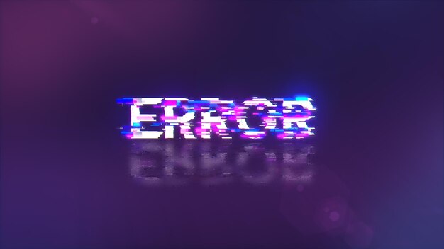 3d rendering error text with screen effects of technological glitches