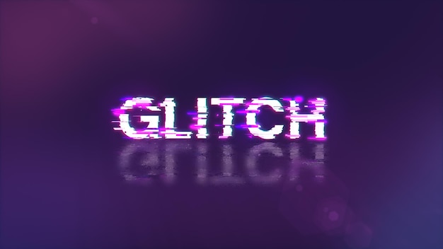 3d rendering glitch text with screen effects of technological glitches