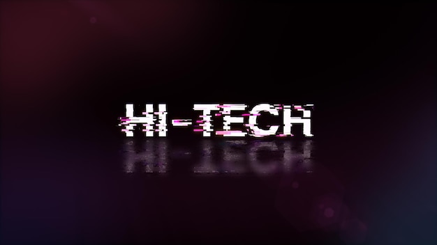 3D rendering hi tech text with screen effects of technological glitches
