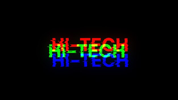 3D rendering hi tech text with screen effects of technological glitches