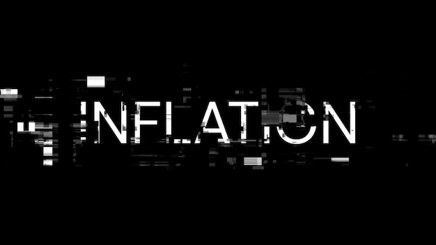 3D rendering inflation text with screen effects of technological glitches