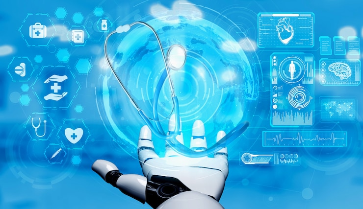 Foto 3d rendering medical artificial intelligence robot