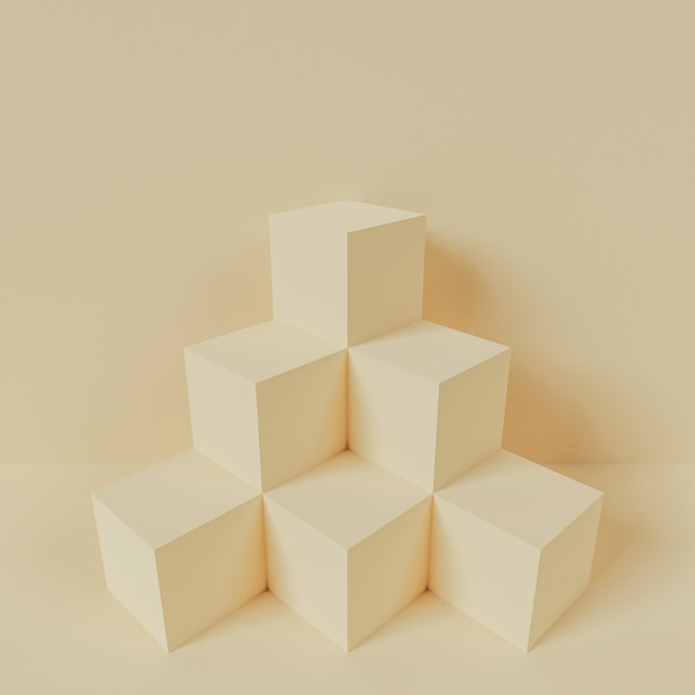 3D rendering minimal background, geometrical scene with podium for product display.