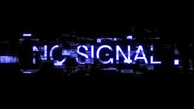 3d rendering no signal text with screen effects of technological glitches