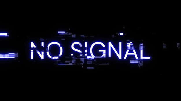 3d rendering no signal text with screen effects of technological glitches