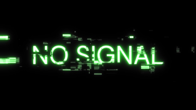 3d rendering no signal text with screen effects of technological glitches