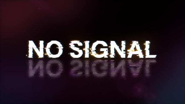 3D rendering no signal text with screen effects of technological glitches