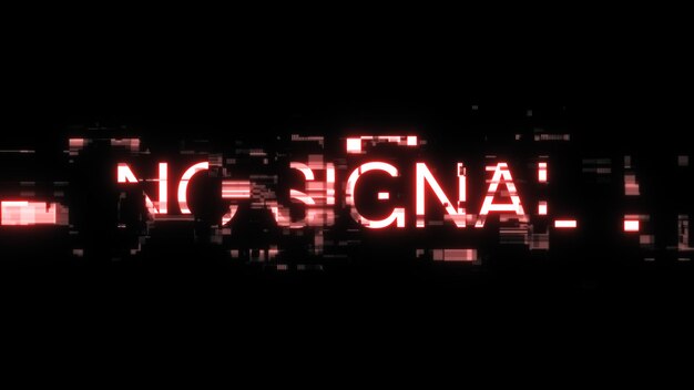 3d rendering no signal text with screen effects of technological glitches