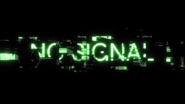 3d rendering no signal text with screen effects of technological glitches