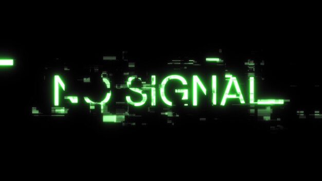 3d rendering no signal text with screen effects of technological glitches