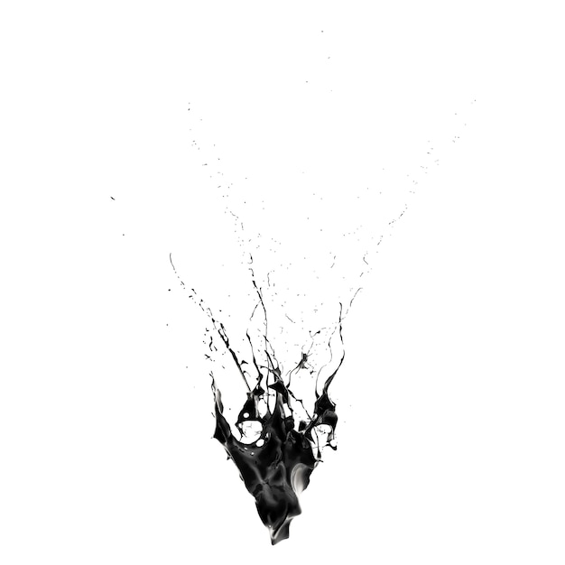 3d rendering of a black splash liquid