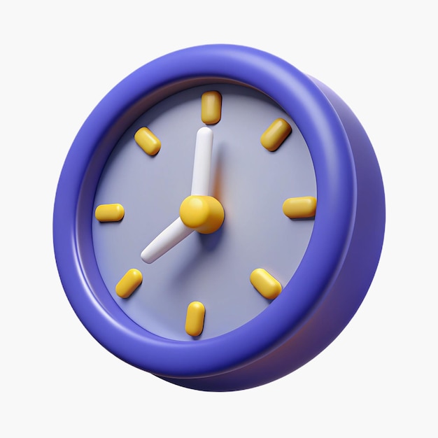 3d rendering of a blue clock on a white background isolated