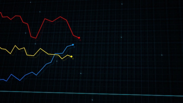 3d rendering of a techstyle digital income line graph against a hightech grid background