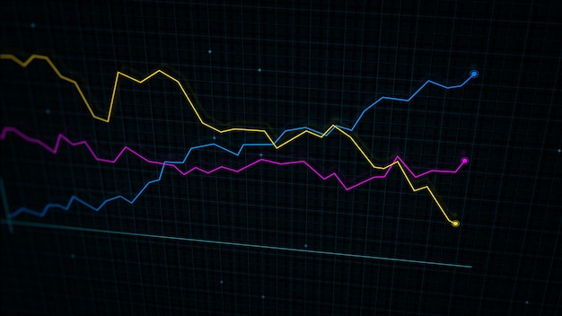 3d rendering of a techstyle digital income line graph against a hightech grid background