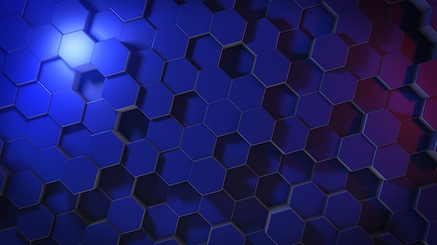 3d rendering of abstract hexagonal geometric surfaces in virtual space