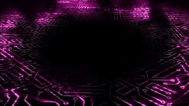 3D rendering of an electrical pulse passing through the circuits of a microcircuit