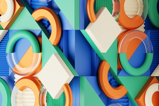 3d rendering of realistic composition primitives abstract theme for trendy designs spheres torus squares dots