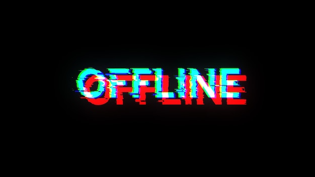3D rendering offline text with screen effects of technological glitches