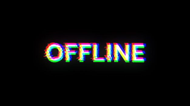 3D rendering offline text with screen effects of technological glitches