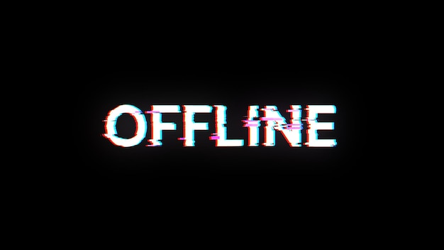 3D rendering offline text with screen effects of technological glitches