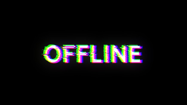 3D rendering offline text with screen effects of technological glitches