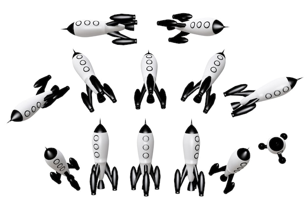 3d rendering Rocket space ship isolated on white