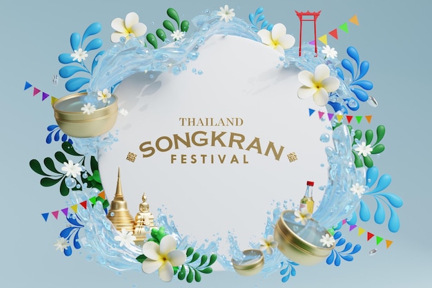 3D-rendering Songkran festivalbakgrunn i thailandsk vannfestival