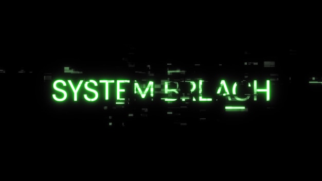 3D rendering system breach text with screen effects of technological glitches