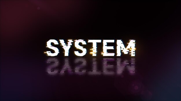 3D rendering system text with screen effects of technological glitches