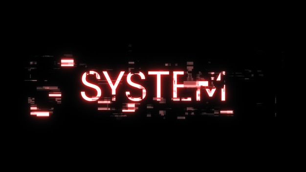 3D rendering system text with screen effects of technological glitches