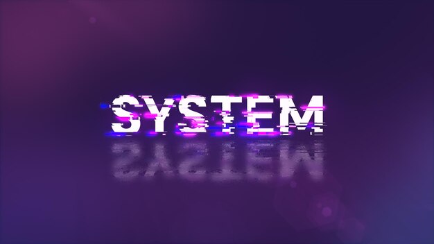 3D rendering system text with screen effects of technological glitches