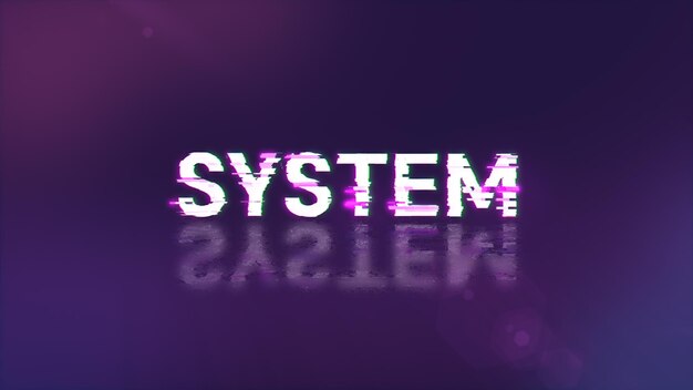 3D rendering system text with screen effects of technological glitches