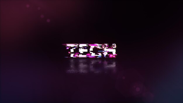 3D rendering Tech text with screen effects of technological glitches